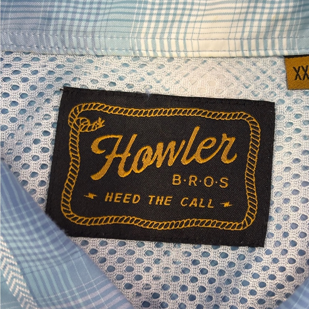 Howler Brothers Blue Plaid Casual Button-Down Shirt - Picture 5 of 8